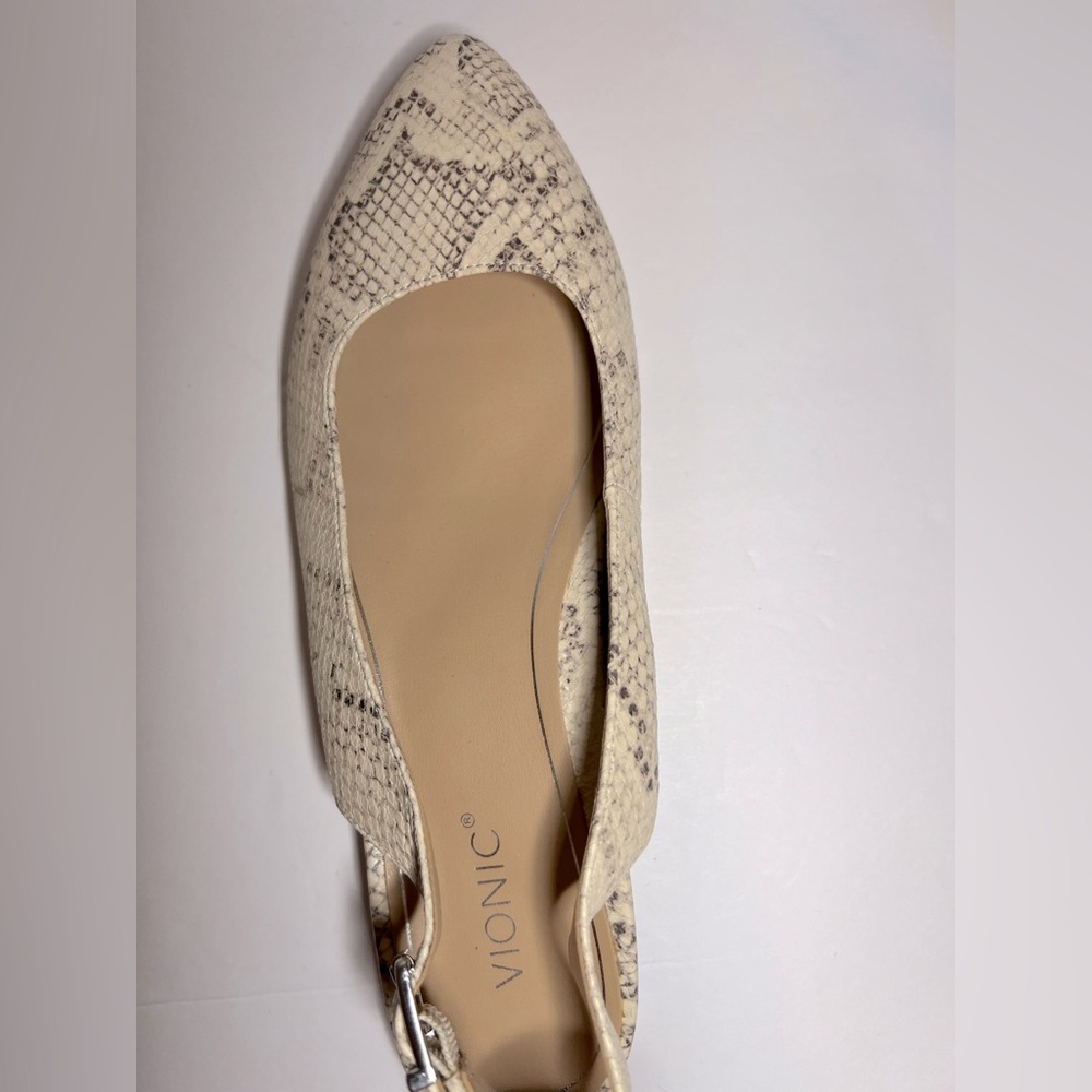 Vionic Jade Cream Snake Print Slingback Flats - Picture 4 of 8